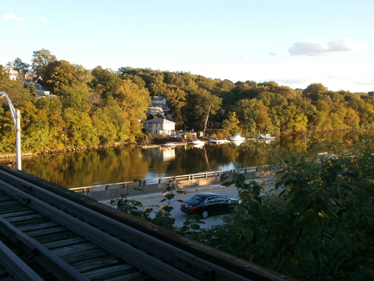 The boathouse at Riverbank Park on the Passaic River, Kearny, New Jersey
